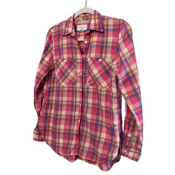 Denim & Supply Ralph Lauren RL Utility Button Up Shirt Womens Small Pink Plaid - Picture 2 of 5